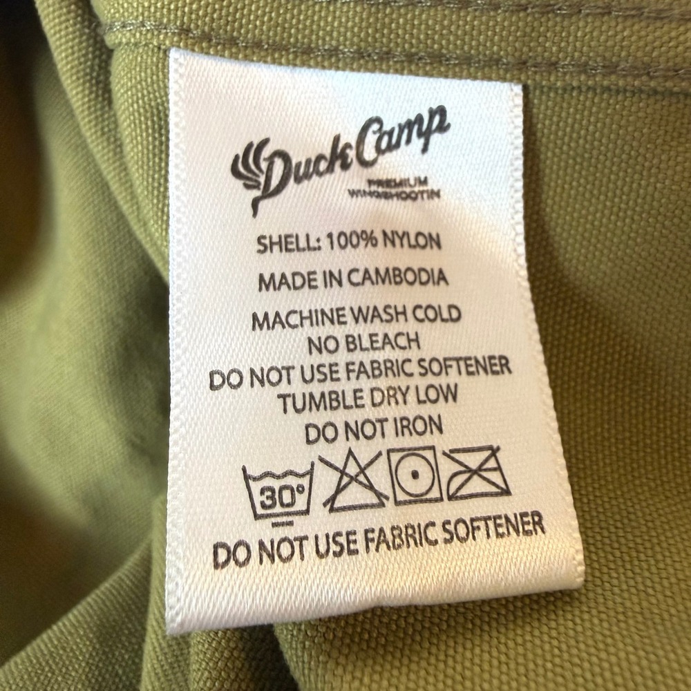 Duck Camp Premium Wingshooting Shirt Mens Large Olive Green Nylon Button Down - Picture 7 of 7